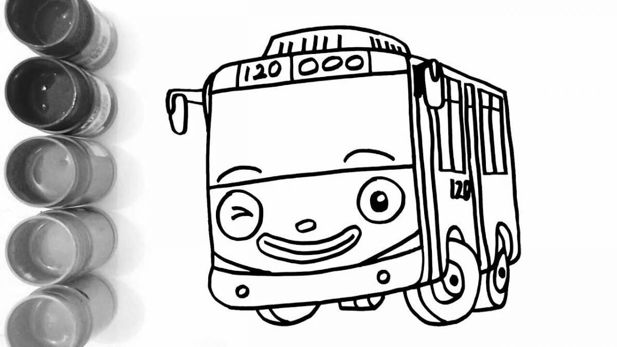 Игривая маленькая автобусная раскраска tayo