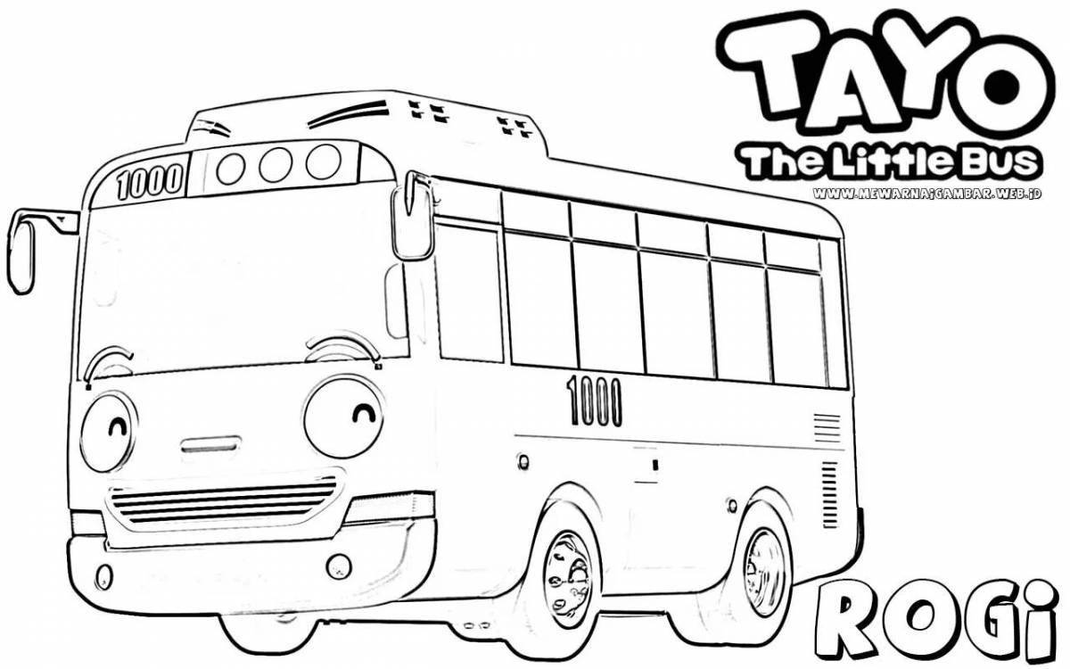 Веселая раскраска «маленький автобус тайо»