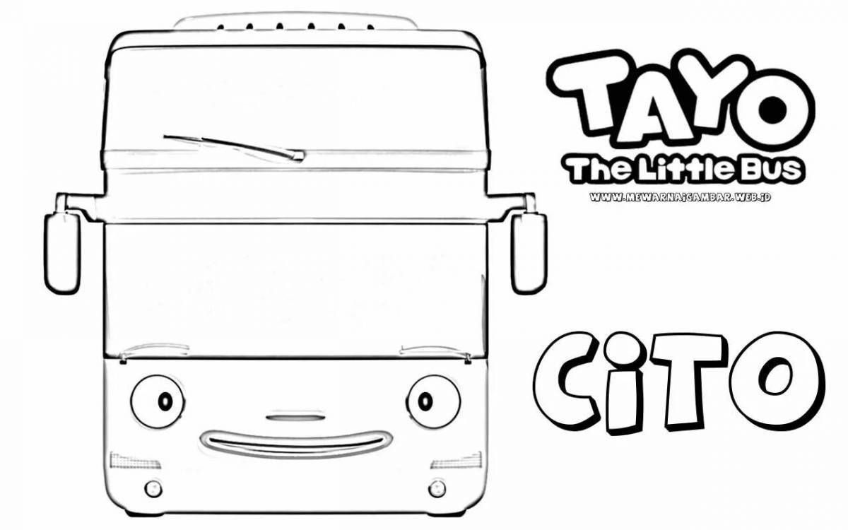 Charming little bus tayo coloring page