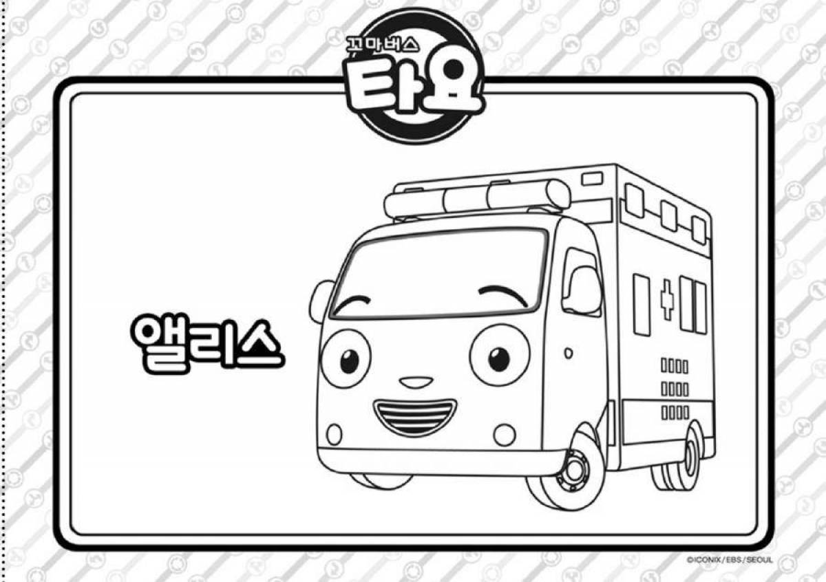Taiyo's gorgeous little bus coloring page