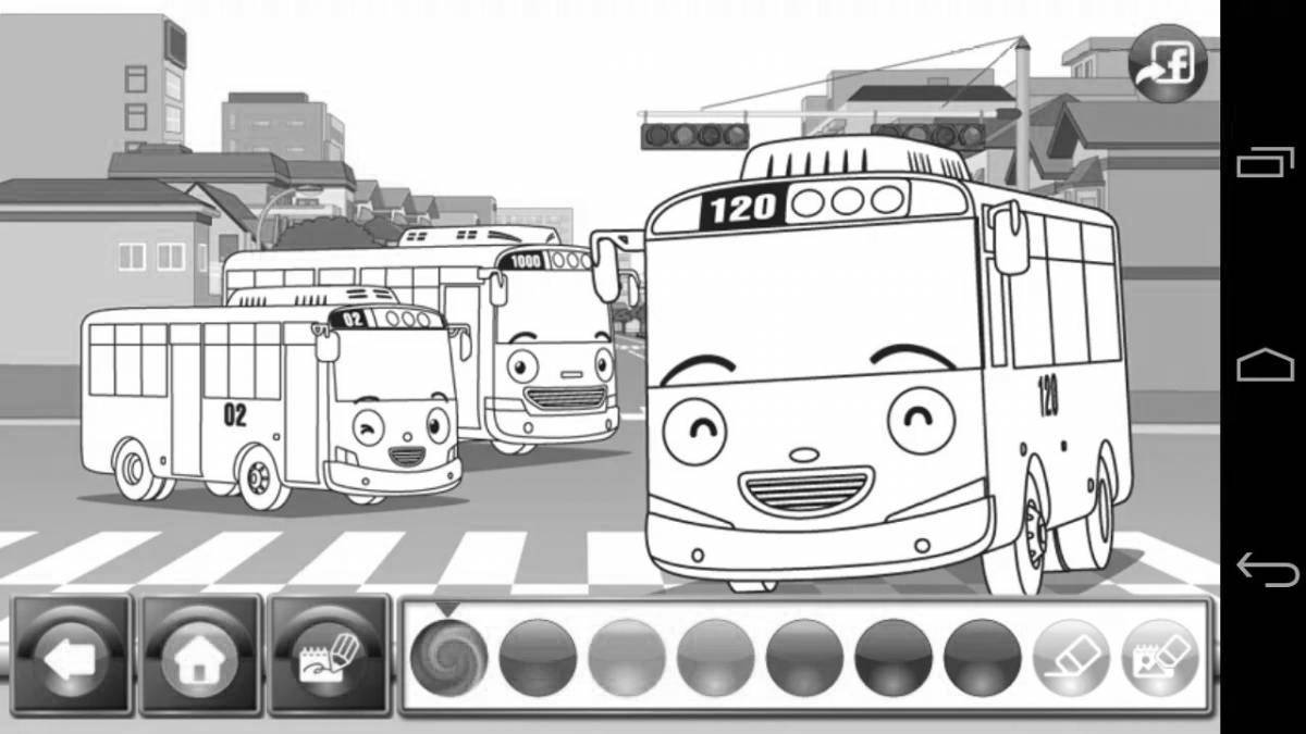 Delightful little bus tayo coloring page