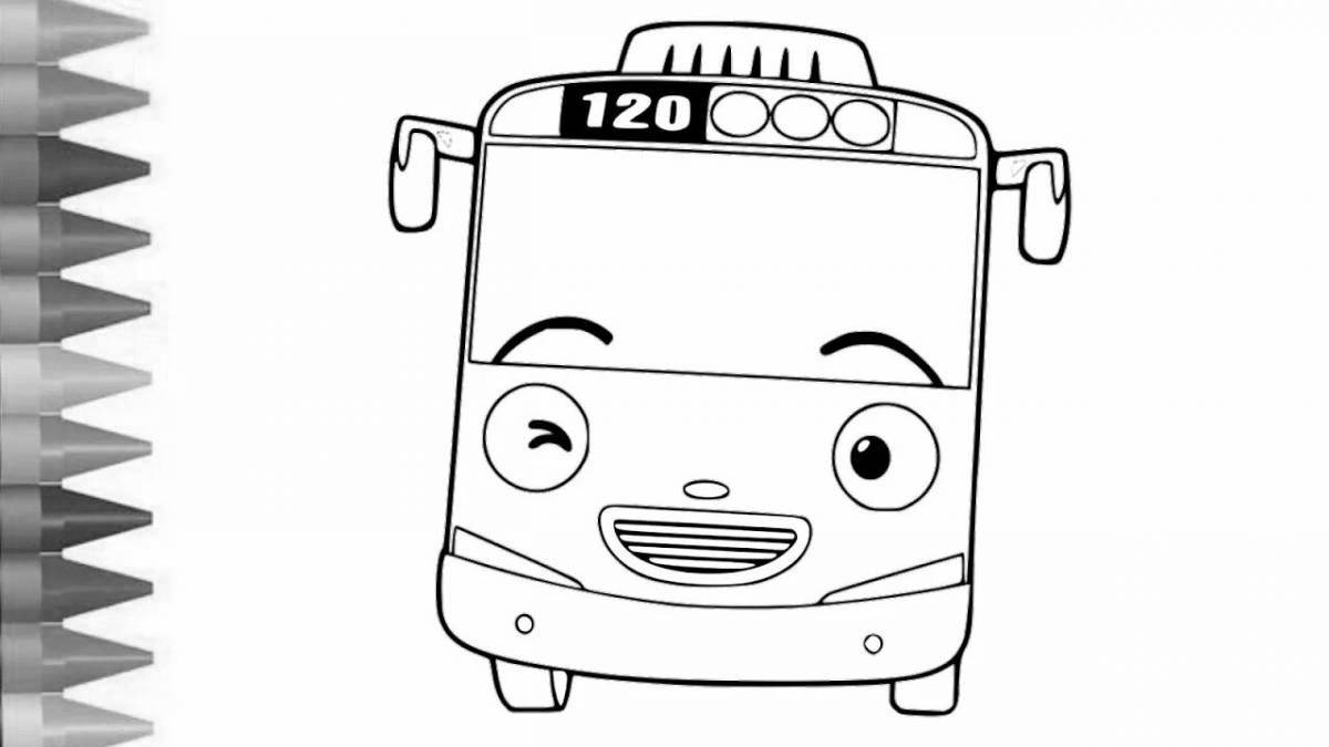Cute little bus tayo coloring page