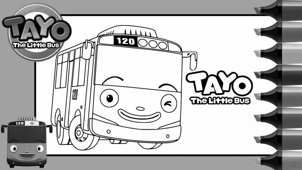 Taiyo's cute little bus coloring page