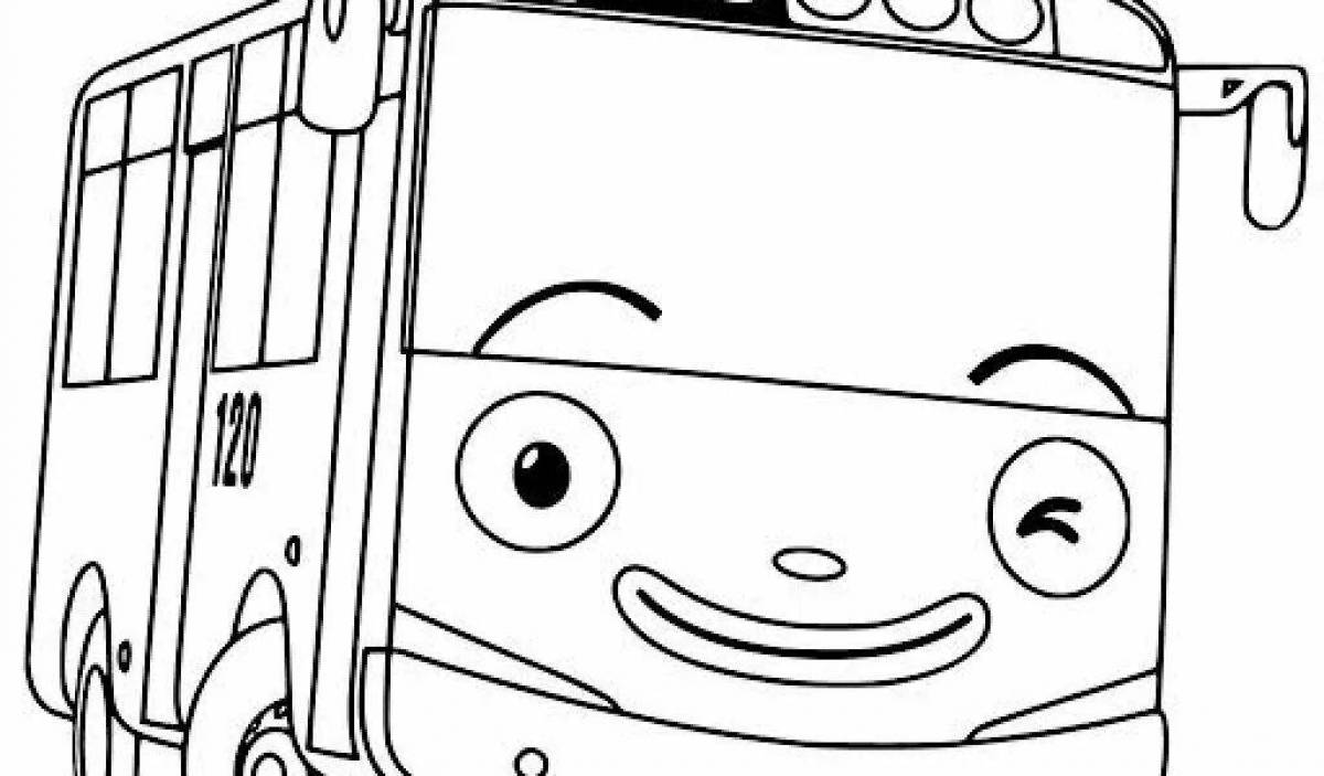 Изысканный маленький автобус tayo coloring page