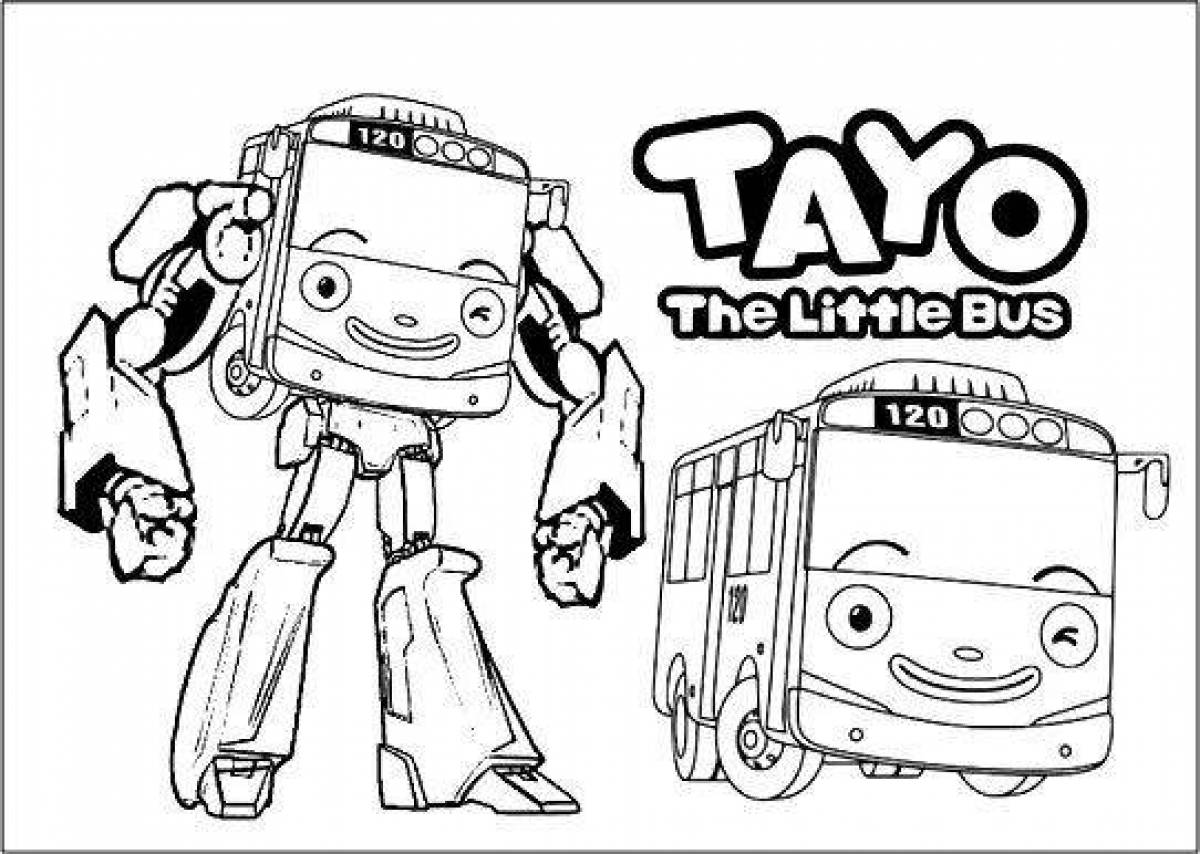 Завораживающий маленький автобус tayo coloring page