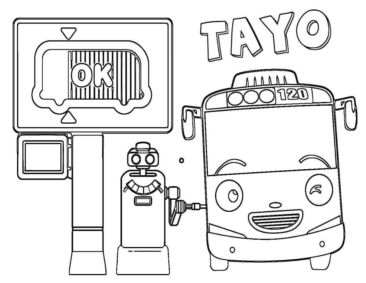 Интригующий маленький автобус tayo coloring page