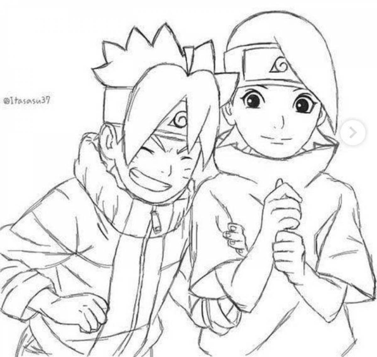 Naruto and Boruto's wonderful coloring pages