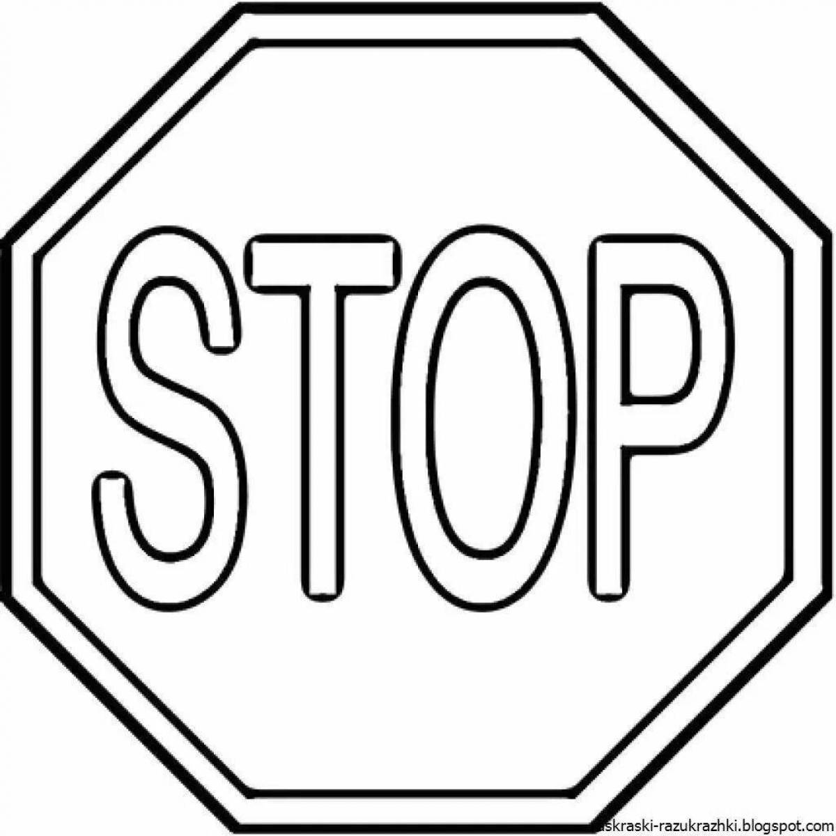 Coloring page glowing roadworks sign