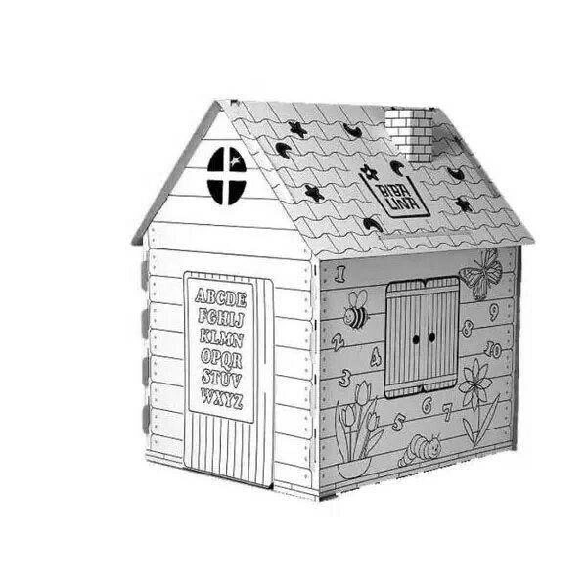Adorable ozone cardboard house coloring page