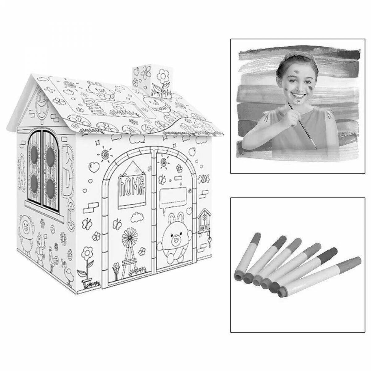 Attractive ozone house cardboard coloring page