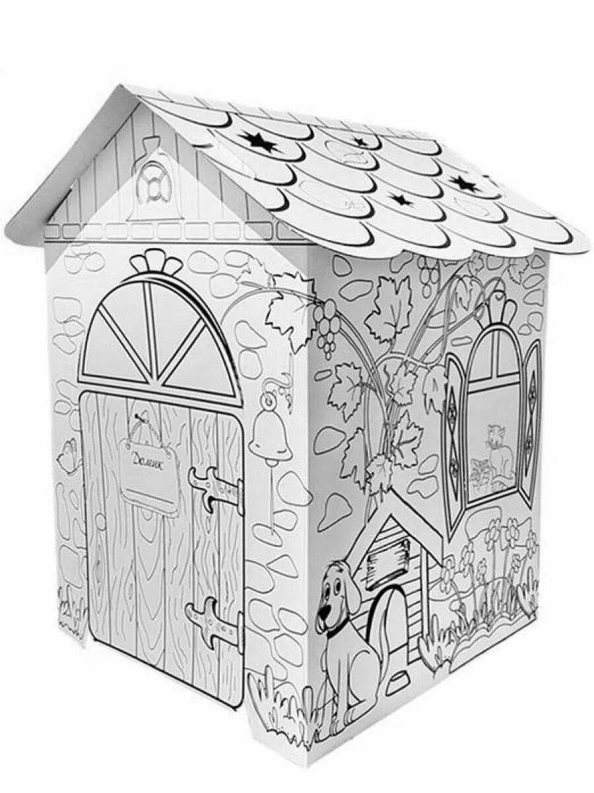 Color sparkling ozone house cardboard coloring page