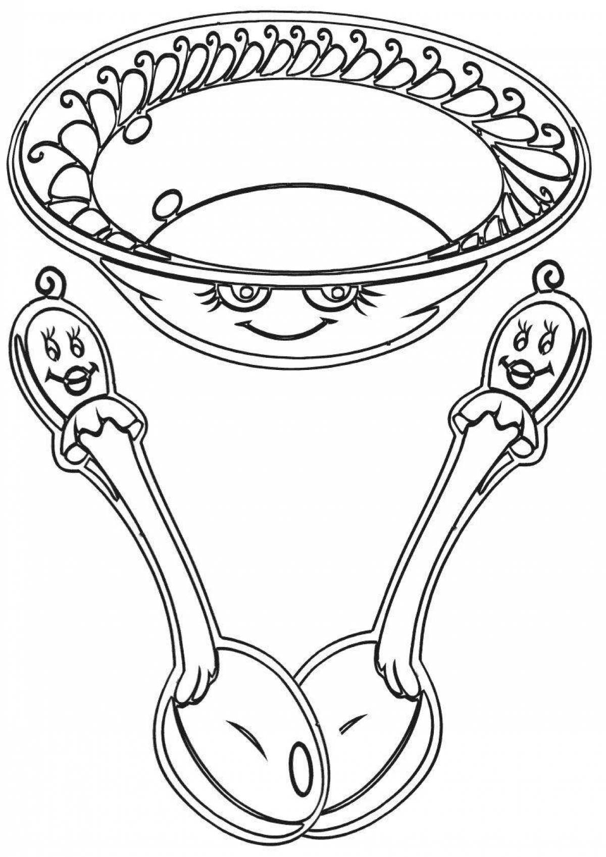 Adorable wooden spoon coloring page
