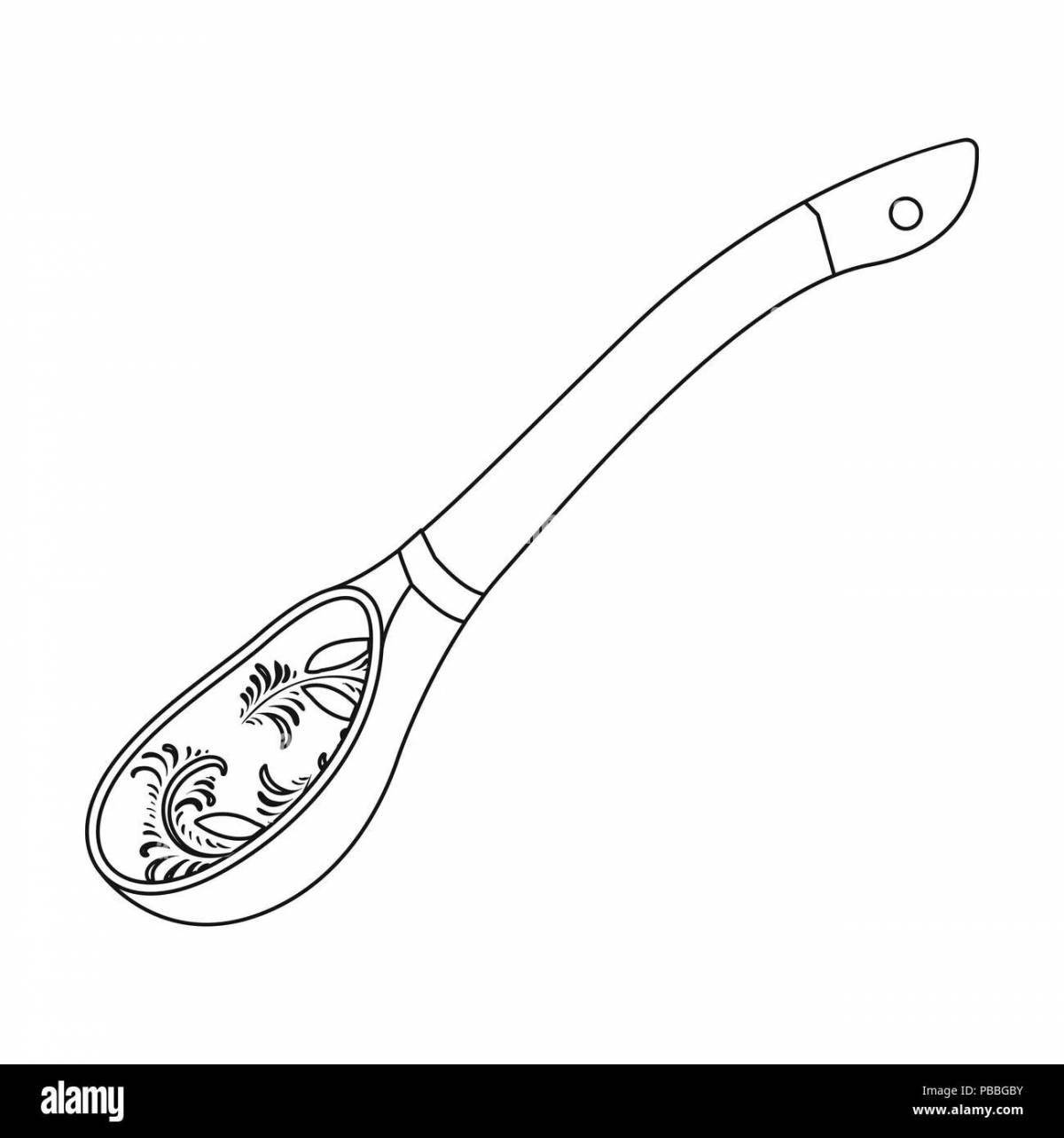 Funky wooden spoon coloring page