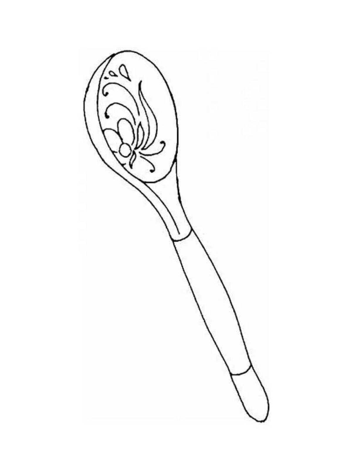 Coloring page unusual painted wooden spoon