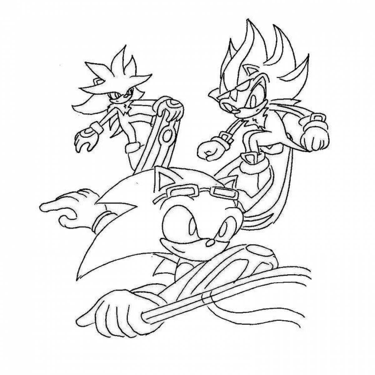 Colorful sonic shadow coloring page