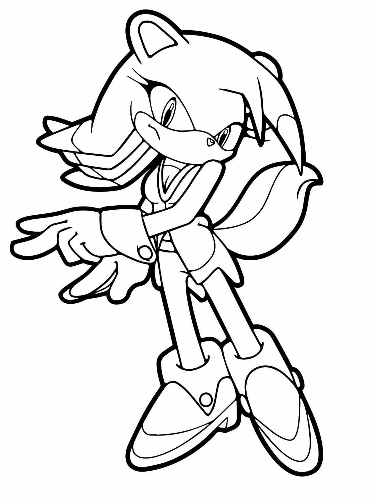 Playful sonic shadow coloring page