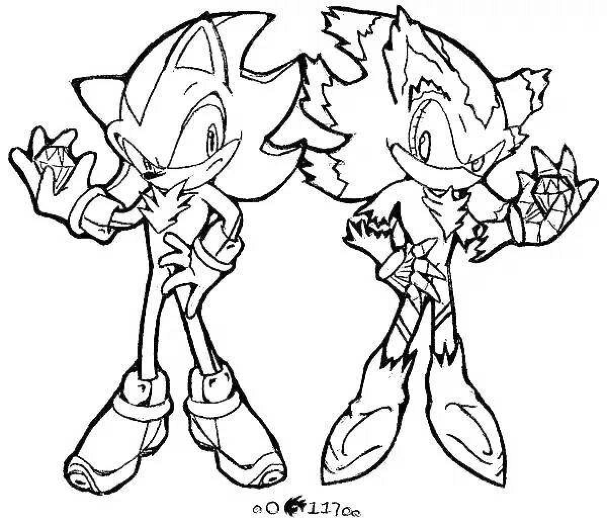 Charming sonic shadow coloring page