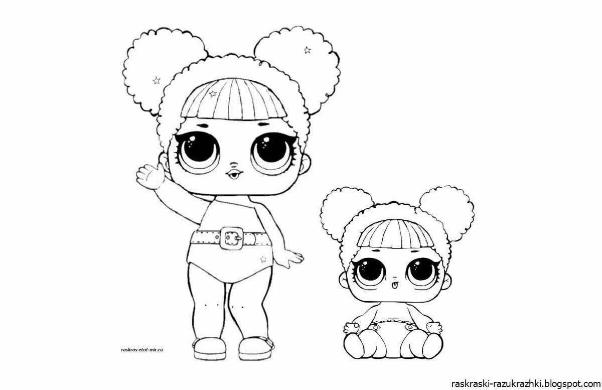 Playful doll lol little sisters coloring page