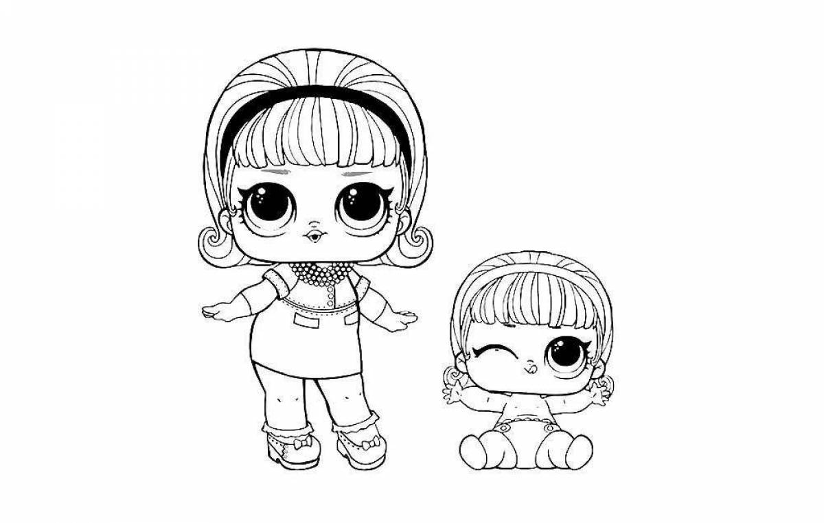 Яркая кукла lol little sisters coloring page