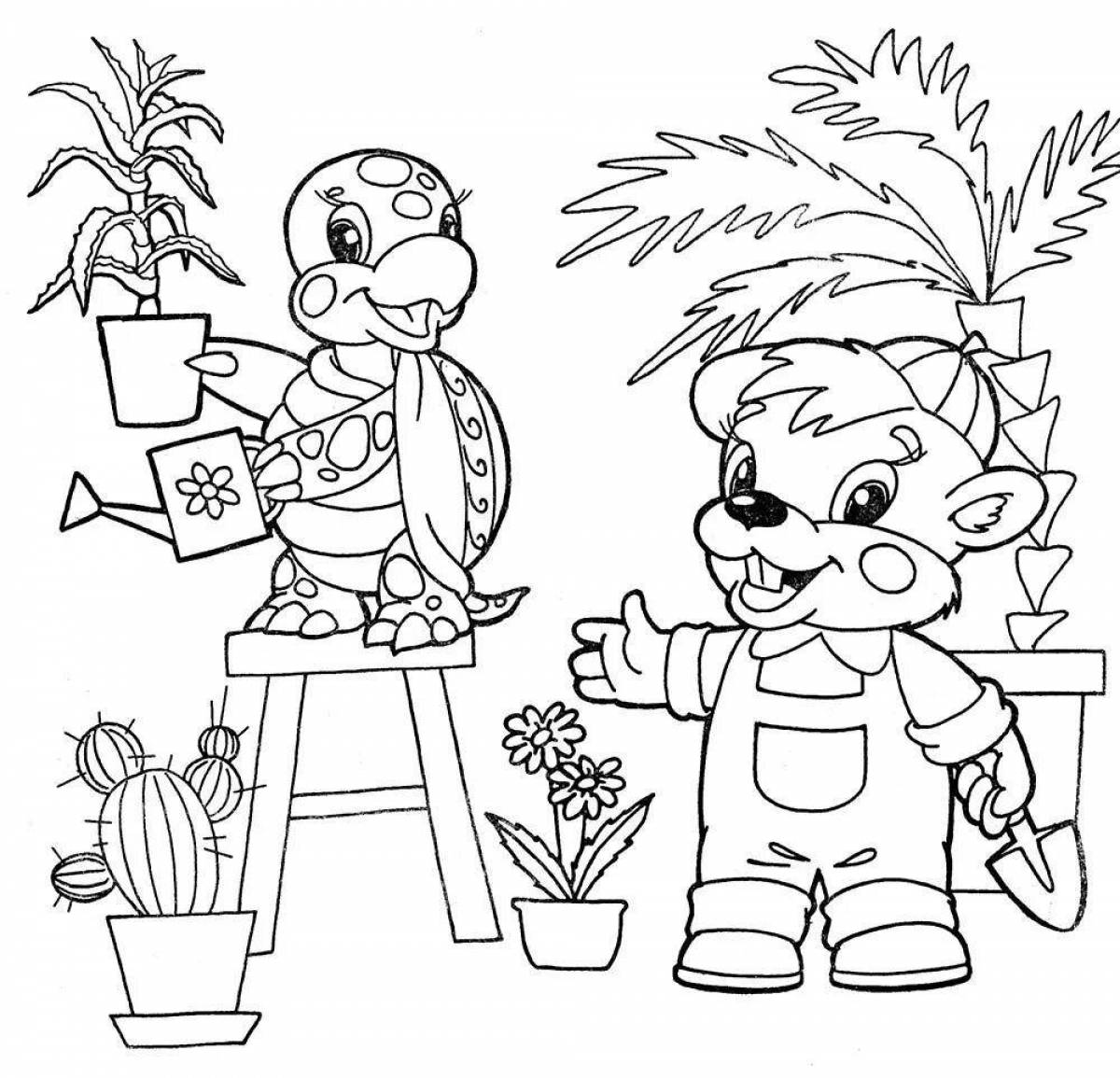 Caring for colorful houseplants coloring page