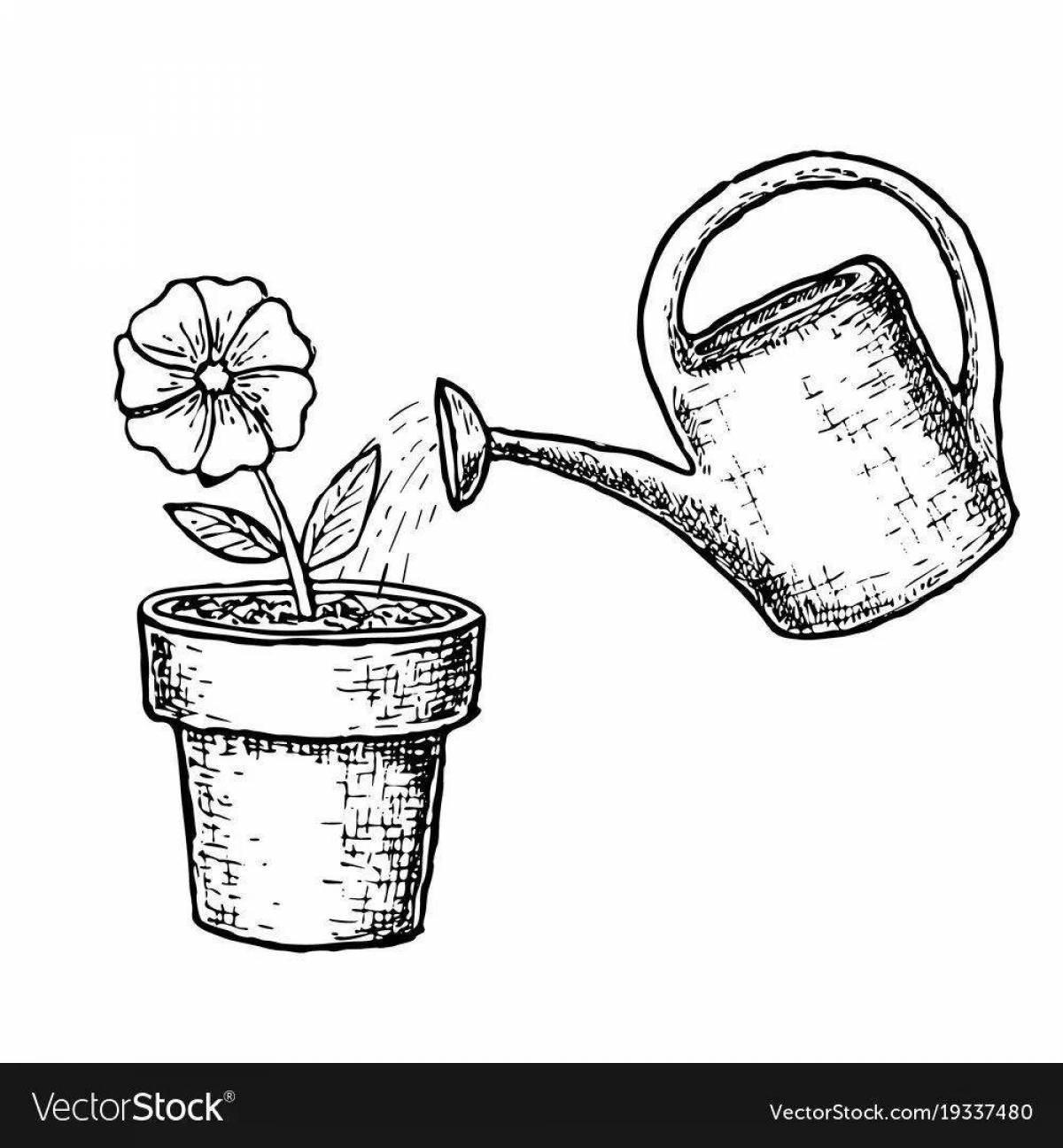 Adorable houseplant care coloring page