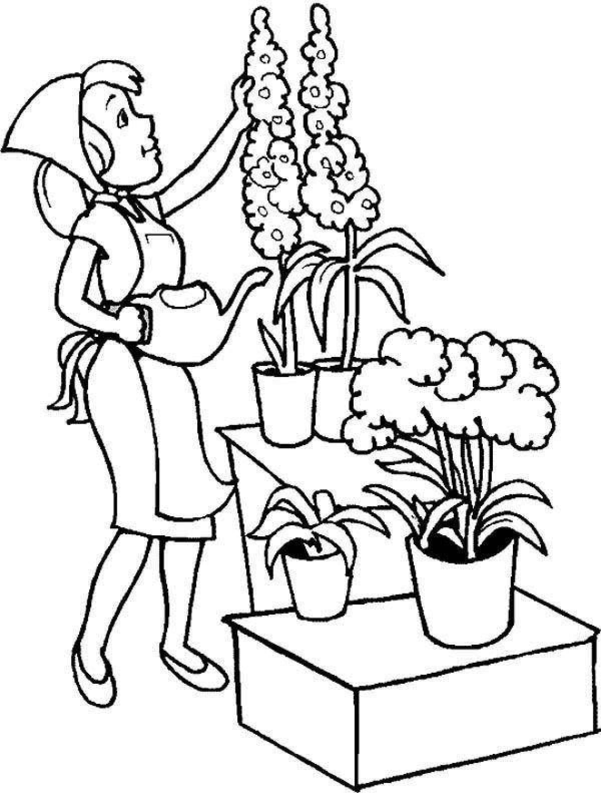 Caring for adorable houseplants coloring page