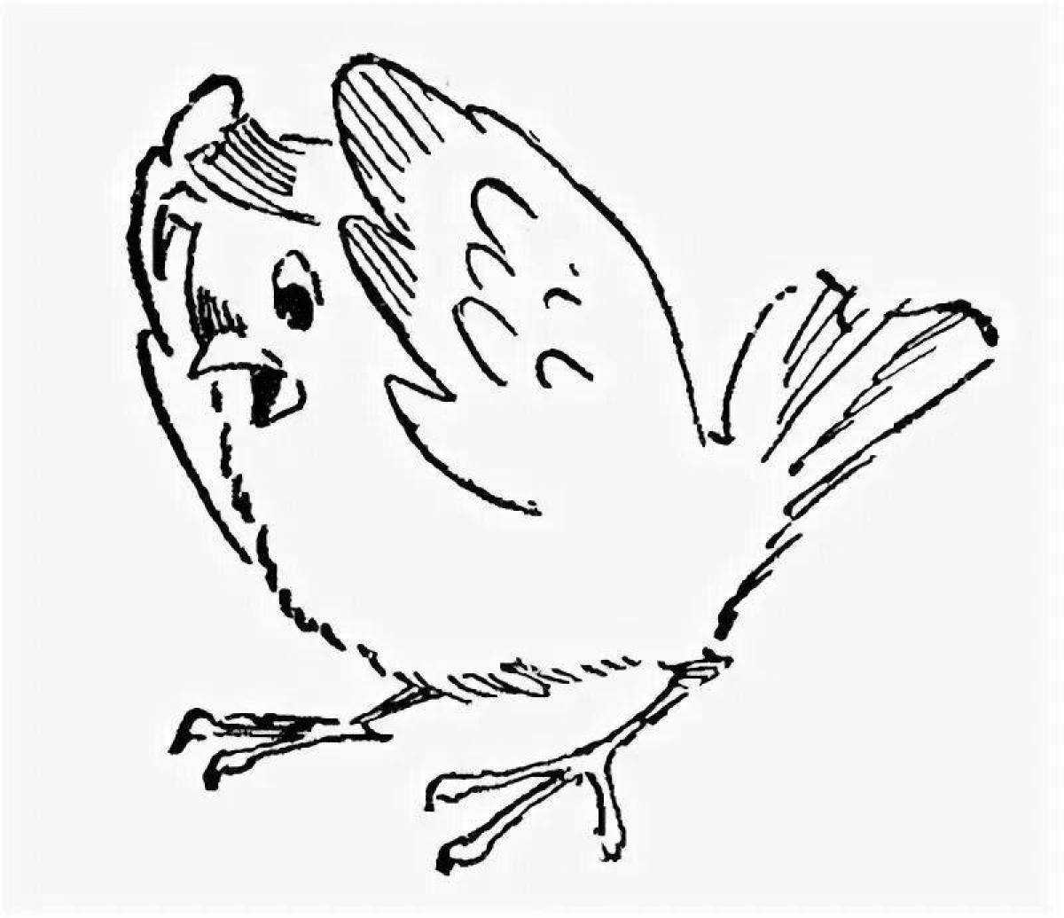 Раскраска Пушистый взъерошенный воробей 3 класс