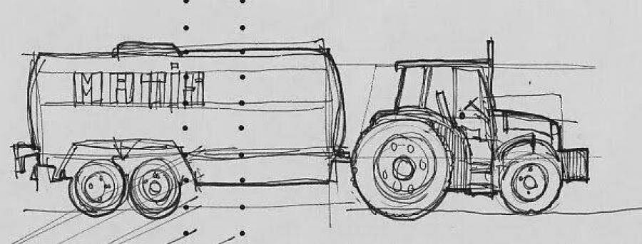 Как нарисовать прицеп трактора
