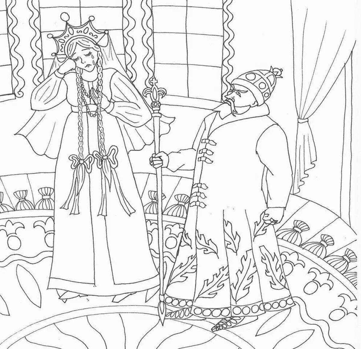 Сказка о мёртвой царевне и семи богатырях раскраска