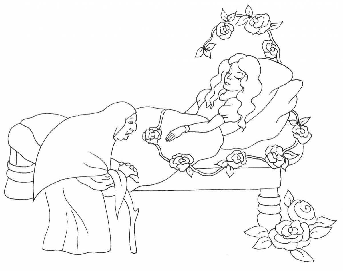 Рисунок о спящей царевне и семи богатырях