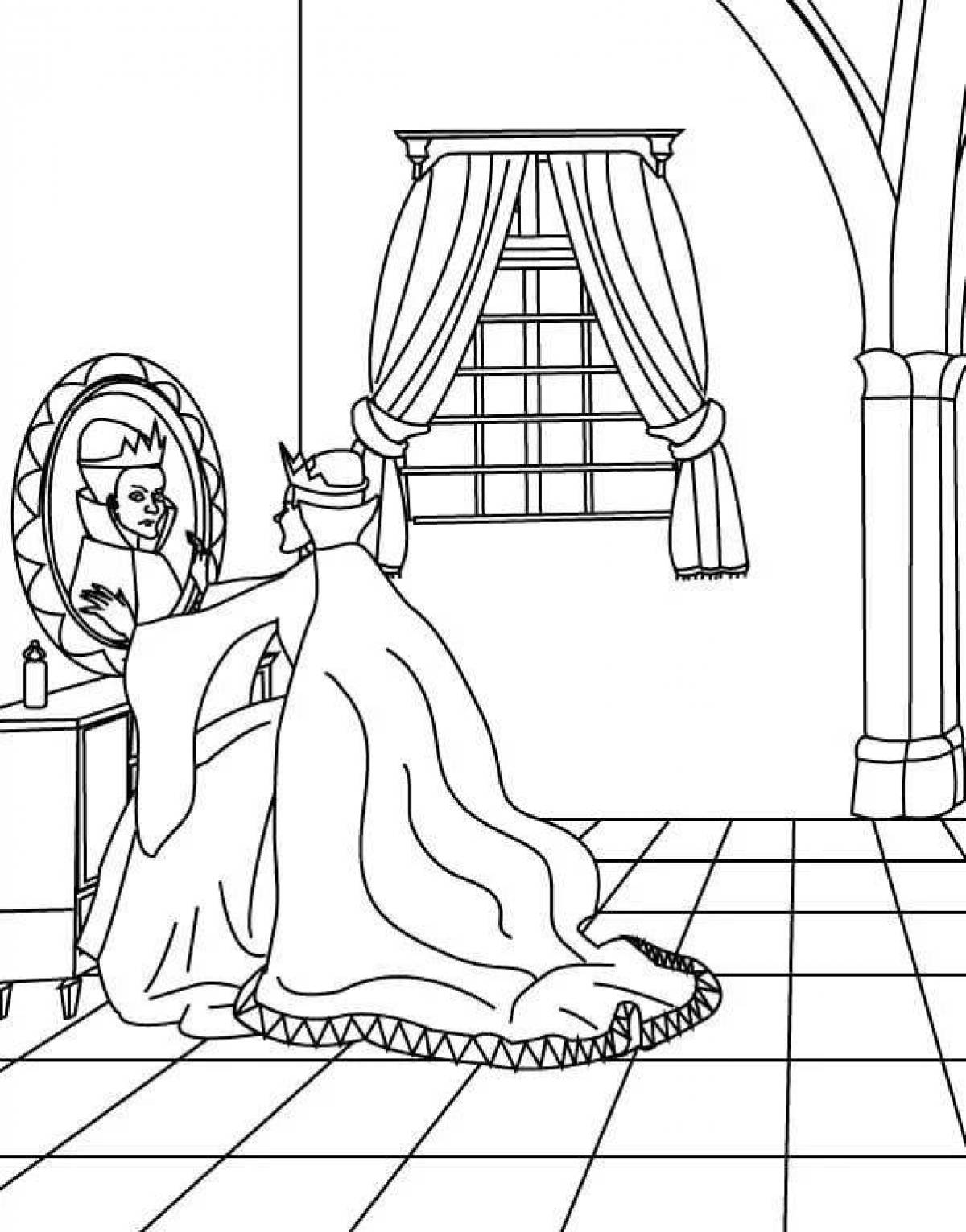 Иллюстрация к сказке о мертвой царевне и семи богатырях раскраска