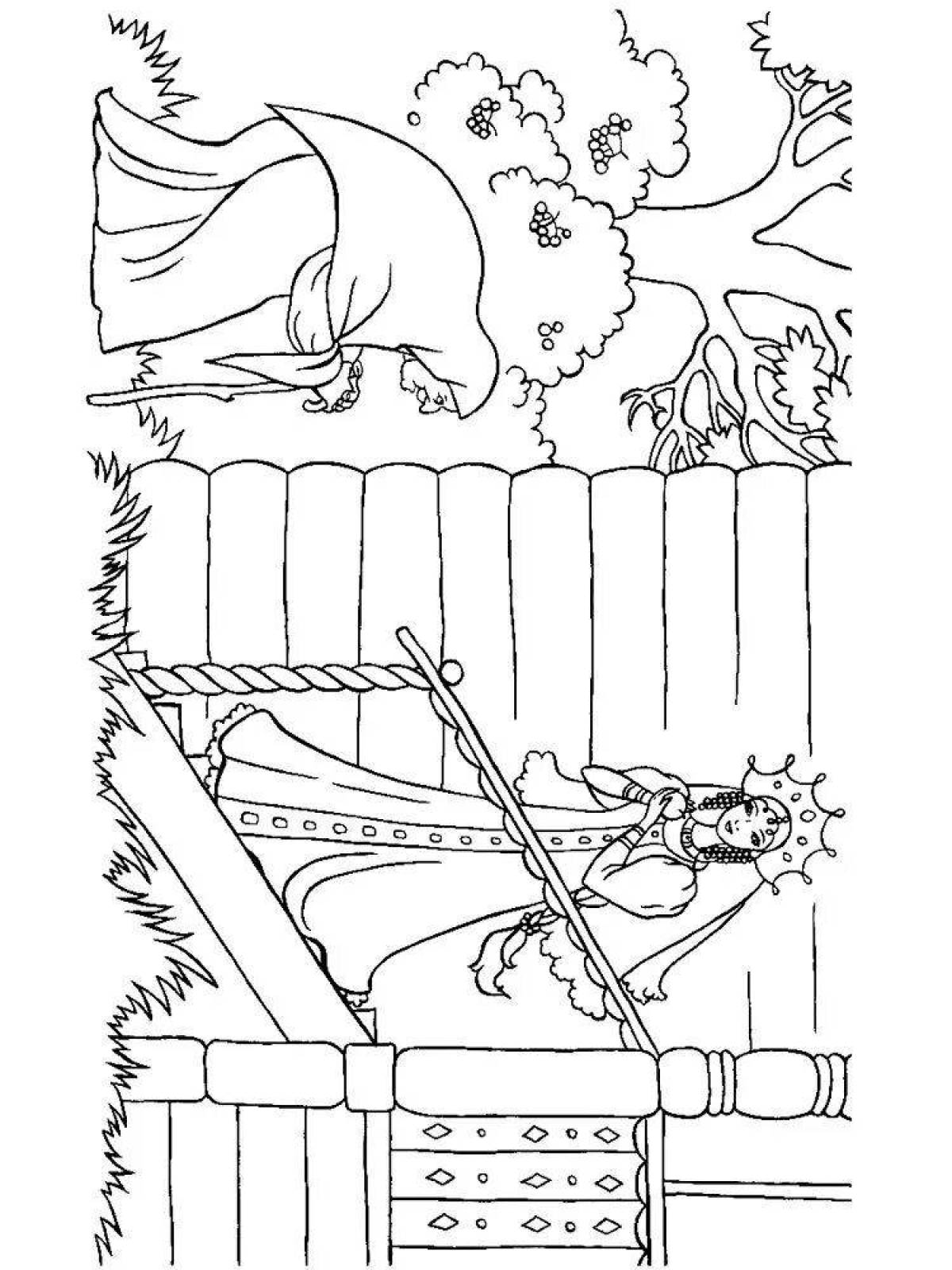 Иллюстрация к сказке о мертвой царевне и семи богатырях раскраска