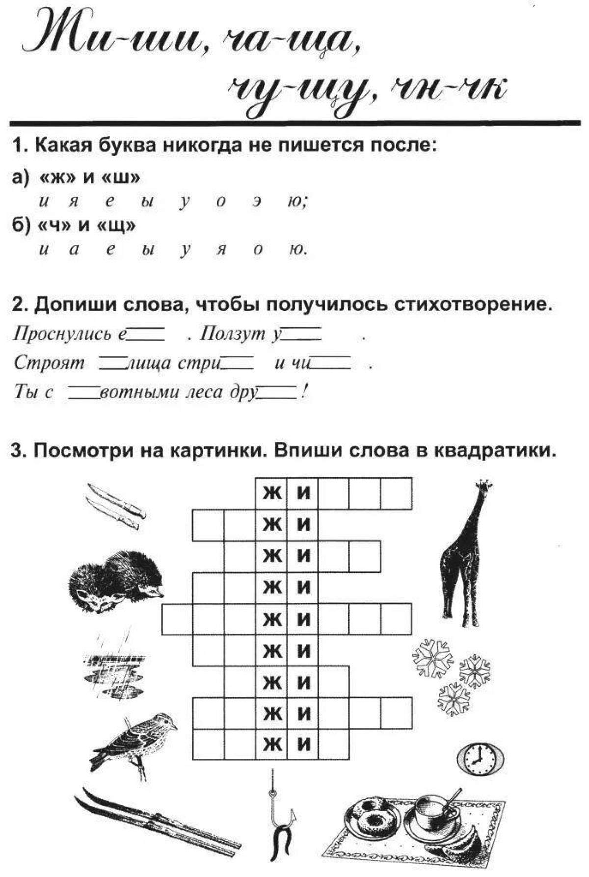 Русский язык 2 класс задания жи ши