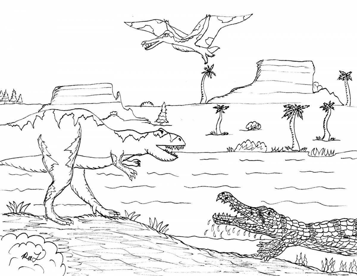 Раскраски динозавр-крокодил