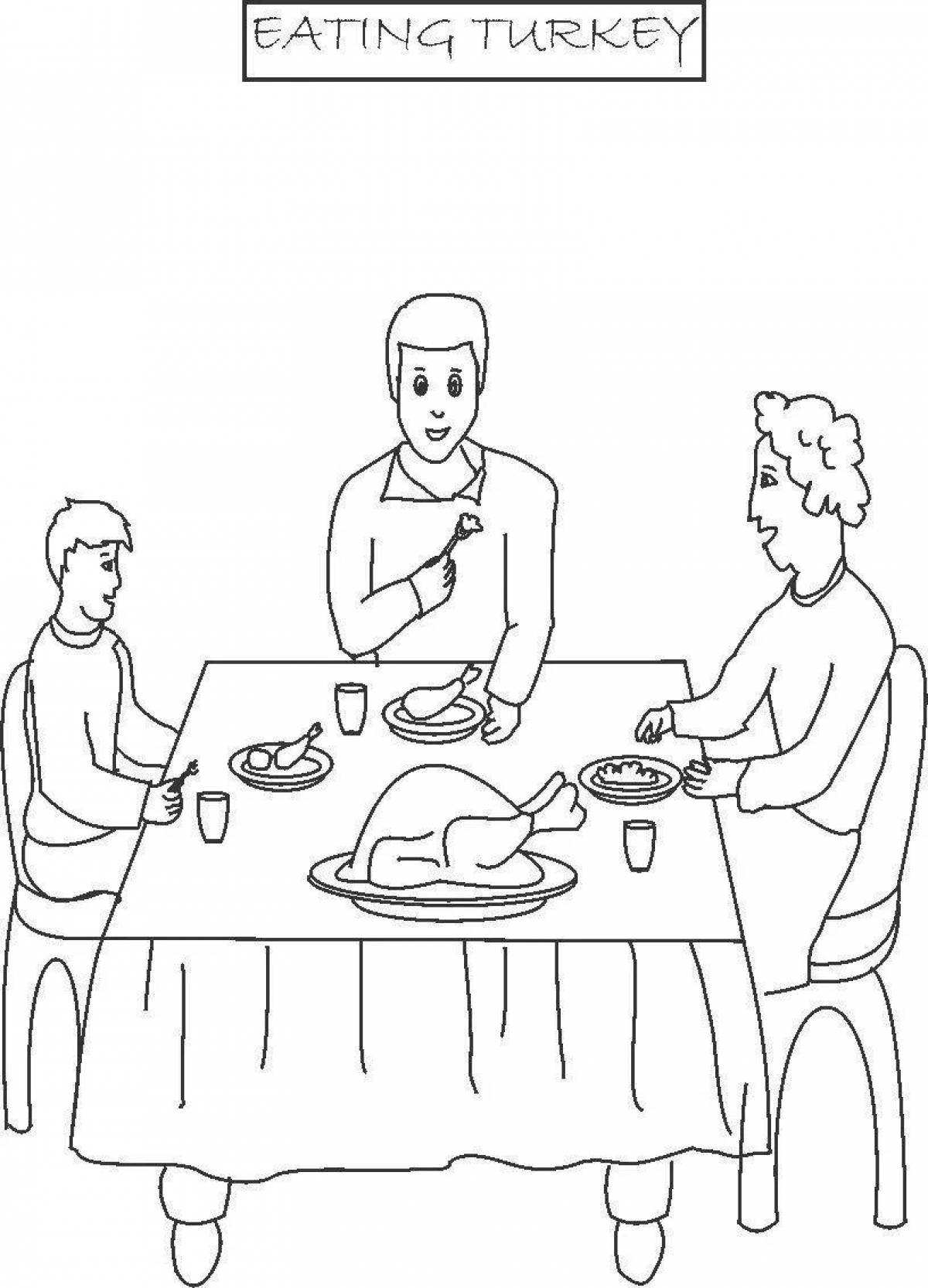 Рисунок ужин. Семейный ужин раскраска. Ужин раскраска для детей. Семейный ужин раскраска для детей. Человек за столом рисунок.
