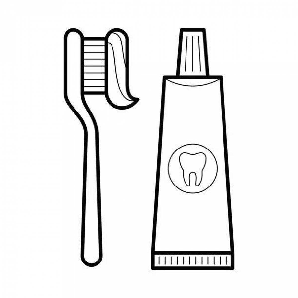 Яркая зубная щетка и страница раскраски пасты