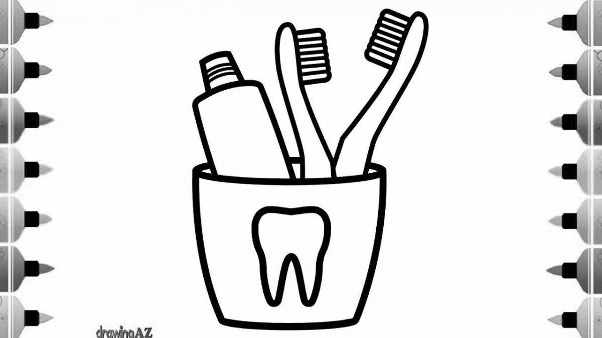 Fun toothbrush and paste coloring page