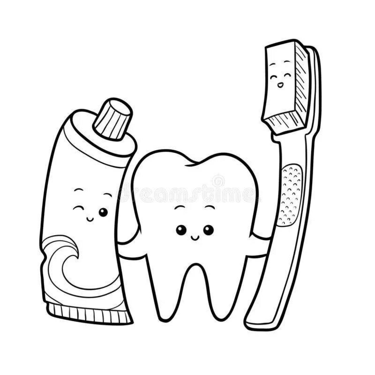 Luminous toothbrush and toothpaste coloring page