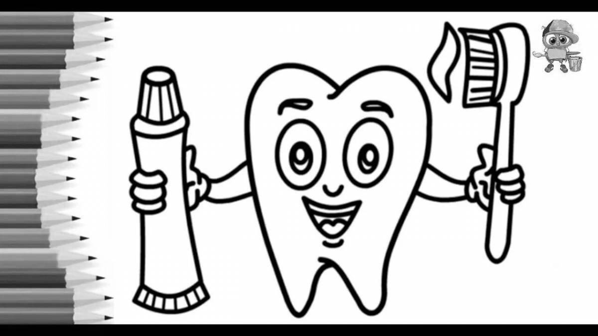 Shiny toothbrush and paste coloring page