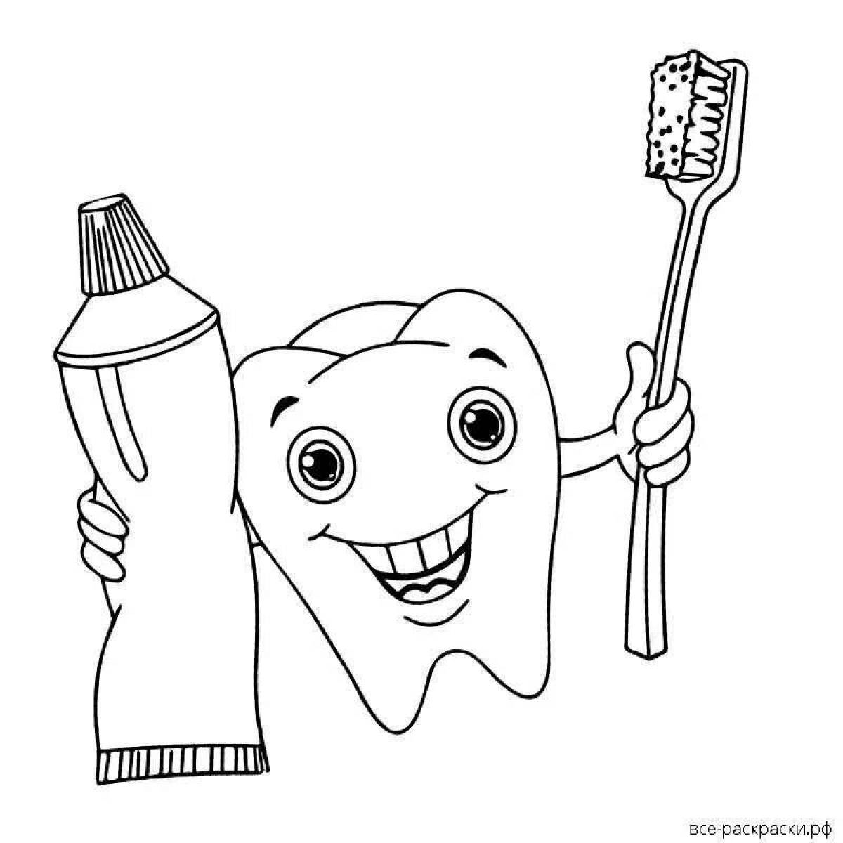 Glitter toothbrush and paste coloring page