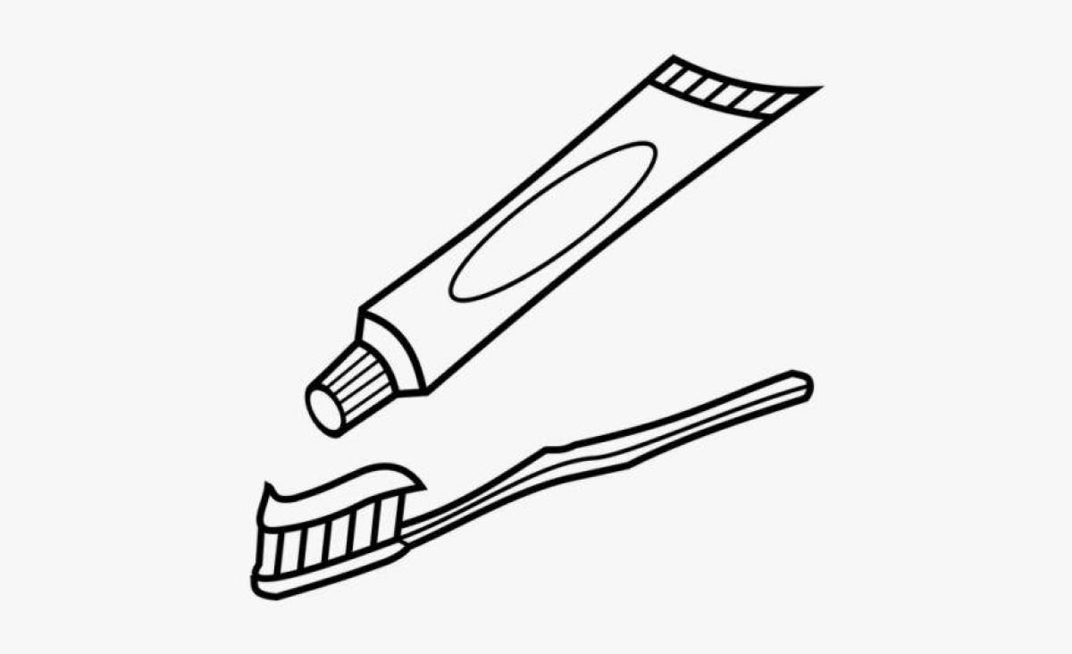 Animated toothbrush and paste coloring page