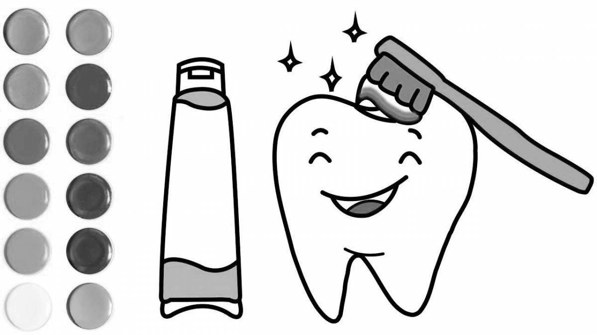 Great toothbrush and paste coloring page