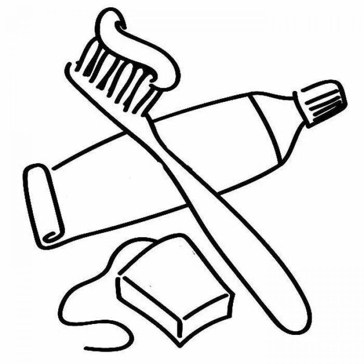 Раскраска majestic toothbrush and paste coloring page