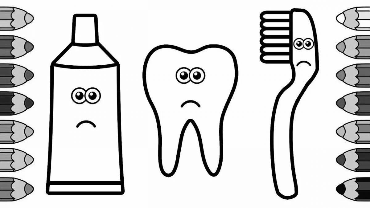 Creative toothbrush and toothpaste coloring page
