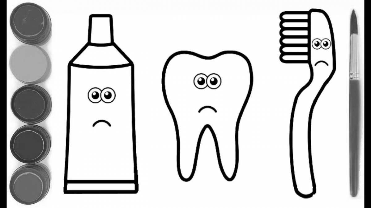 Adorable toothbrush and toothpaste coloring page