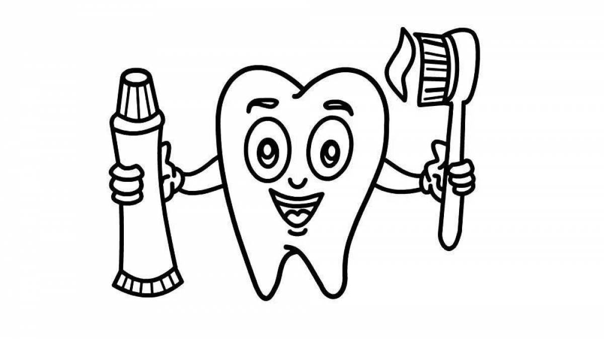 Fun toothbrush and paste coloring page