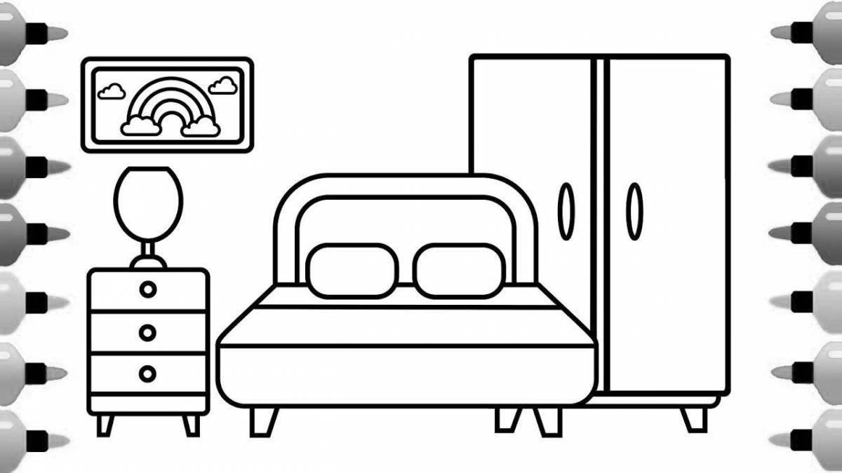 Современная современная кровать с боковой мебелью