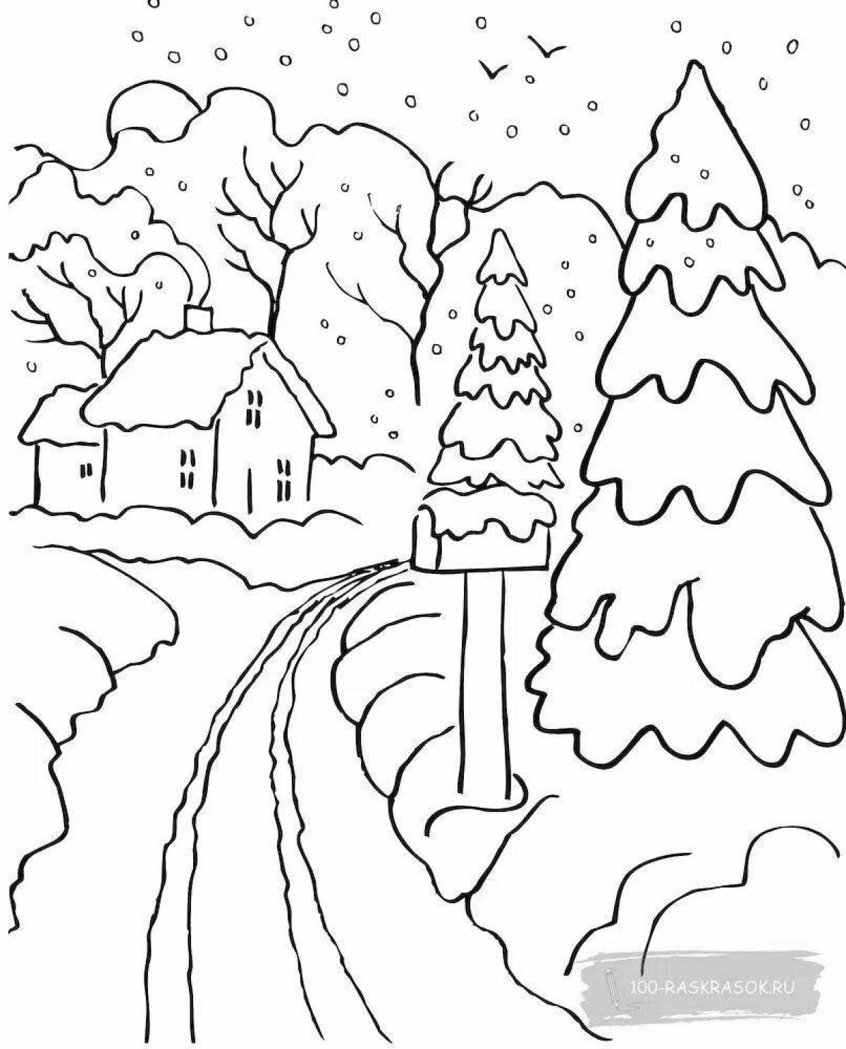 Great winter nature coloring book for kids