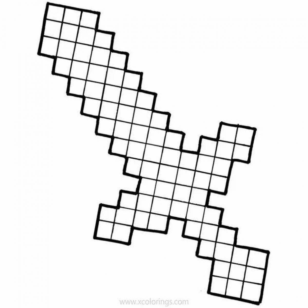 Funny minecraft diamond sword coloring page