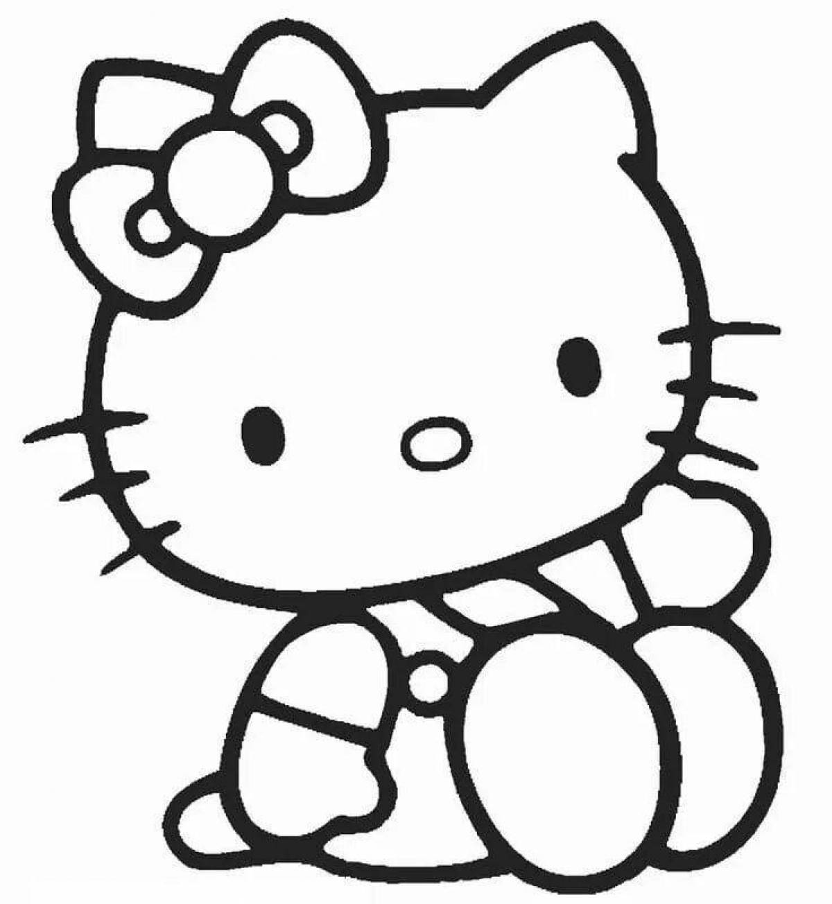 Adorable hello kitty coloring page